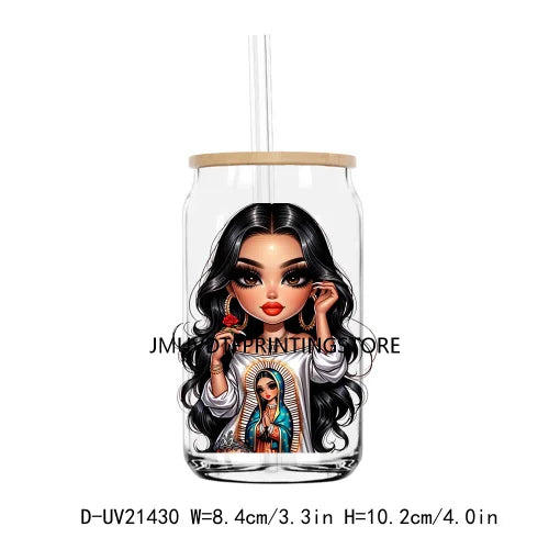 Chibi Cute Chicana Woman UV DTF Transfers Stickers Decals For Libbey Cold Cups Mugs Tumbler Waterproof DIY Logo Mexican Girls