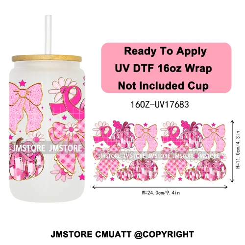 Girly Halloween Boo Thanksgiving Turkey UV DTF Cup Wrap Ready To Apply Transfer Stickers 16OZ Tumbler Wraps For Libbey Glass Can