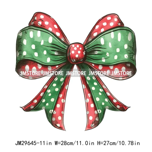 Funny Merry And Bright Christmas Coquette Xmas Light Bow Printing Iron On DTF Transfers Stickers Ready To Press For Clothing