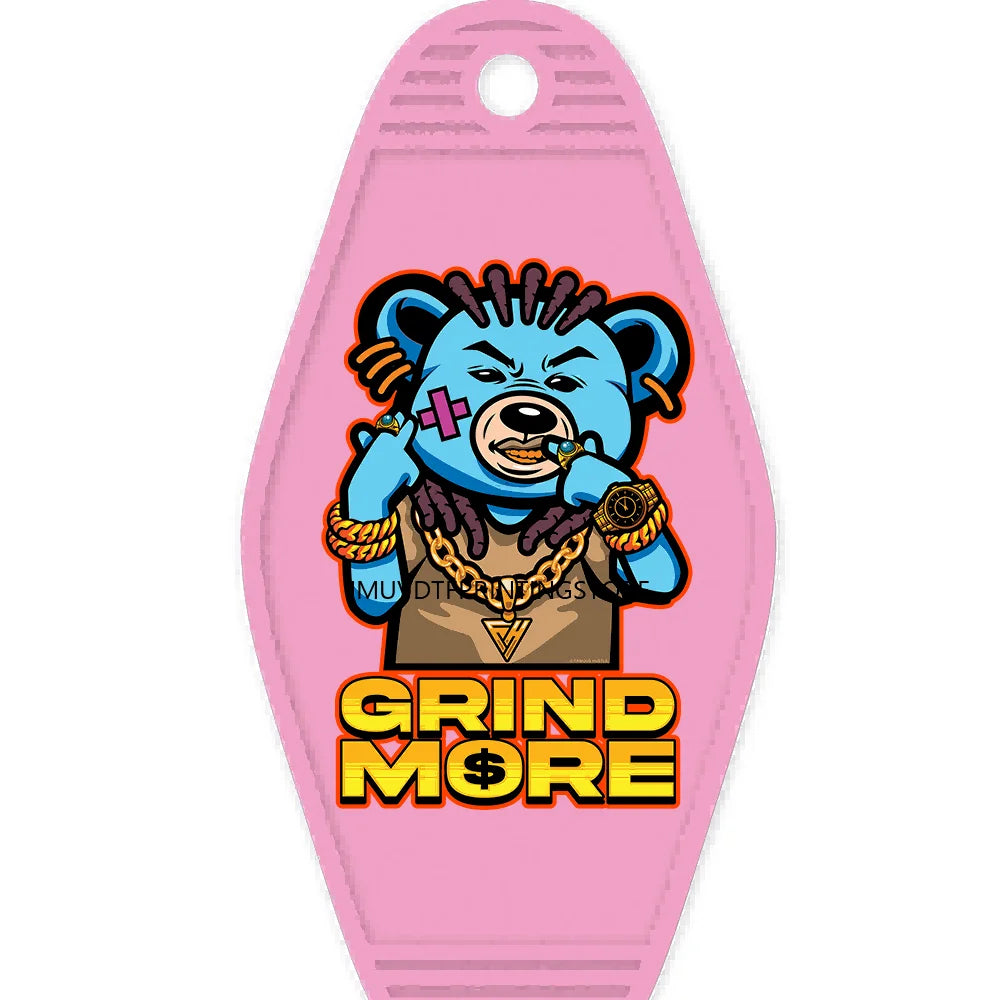 Focus On The Hustle Bear High Quality WaterProof UV DTF Sticker For Motel Hotel Keychain More Money Less Friends