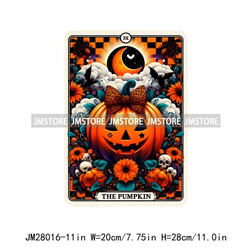 Custom Spooky Season Ghost Cycopath Skull Halloween Tarot Card DTF Iron On Heat Press Transfer Stickers Printing For Hoodies