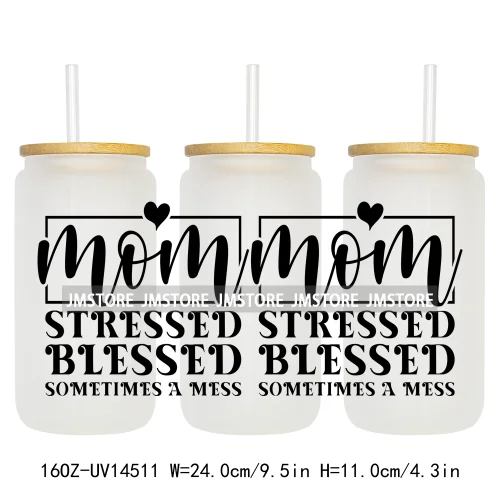 Girl Boy Mom Funny Quotes UV DTF Stickers Ready to Transfer Cup Wrap Custom Labels DIY Craft For Libbey Can Glass Tumblers Mugs