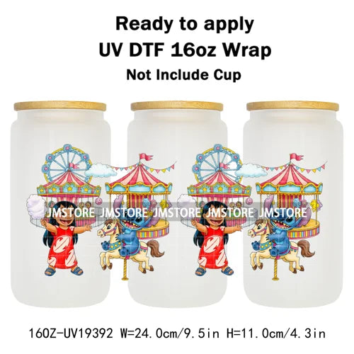 Tropical Cartoon Summer Vibes Splash UV DTF Wraps Transfer Sticker Waterproof High Quality For 16OZ Libbey Glass Can Tumblers