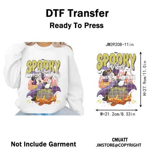 Cartoon Scary Monster Halloween Friends Season Printing Iron on DTF Washable Heat Transfers Stickers Ready to Press for Textile