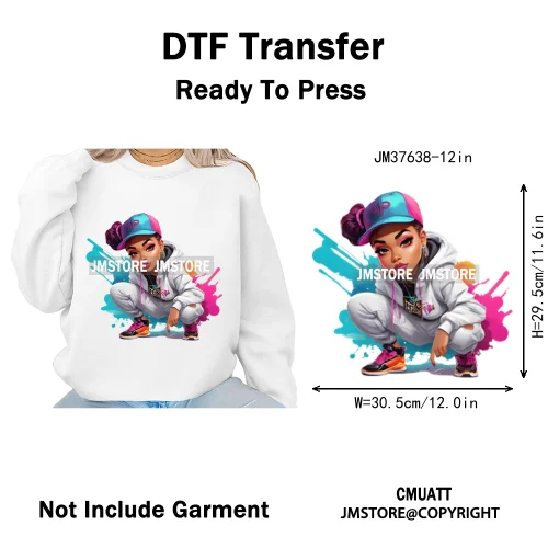 12in Glossy Dripping Lips Streetwear Graffiti Trap Girls Iron on DTF Thermal Transfer Stickers Ready to Press for Woman Clothing