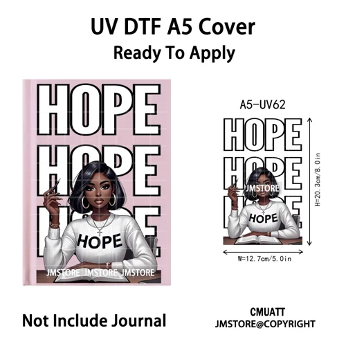 Christian God Pray Afro Girl Alphabet UV DTF Notebook Cover Decals Ready To Apply Durable Transfer Stickers For A5 Journal Cover