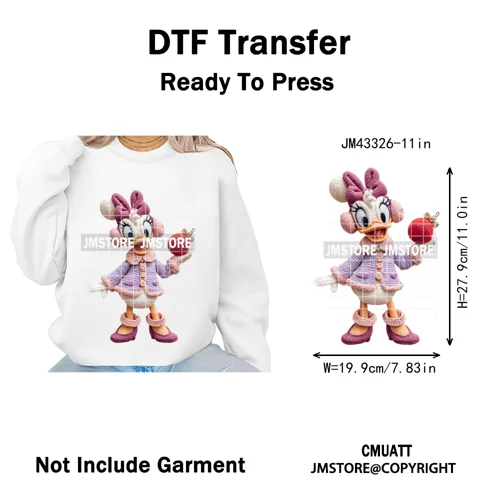 Latch Hook Faux Yarn Cartoon Movie Friends Merry Christmas Iron on Washable DTF Transfers Stickers Ready to Press for Textiles