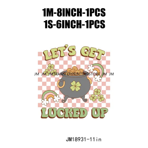 Happy St Patrick's Irish Day Lucky Vibes Shamrock And Roll Wish DTF Heat Transfers Stickers Printing Ready To Press For Clothing