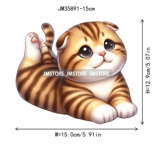 15cm 5.9in Kids Yoga Kungfu Cat Iron On Transfer Stickers For Clothes DTF Printed Vinyl Thermal Appliques Washable T-Shirt Decal
