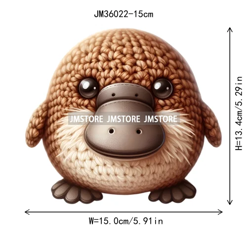15cm 5.9in Colorful Cute Needle Hook Animal Iron On DTF Heat Transfer Sticker For Clothes Print Vinyl Washable T-Shirt Appliques