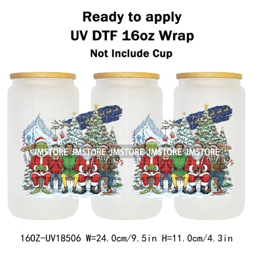 Retro Christmas Movie Character UV DTF Cup Wrap Ready To Apply Transfer Stickers Durable 16OZ Tumbler Wraps For Libbey Glass Can