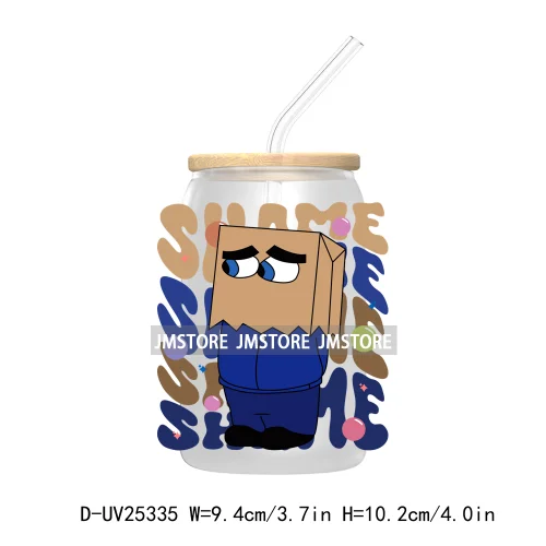 Cartoon Characters Emotions UV DTF Transfer Stickers Decals For Libbey Cold Cups Mugs Durable Custom Labels Mental Health Matter