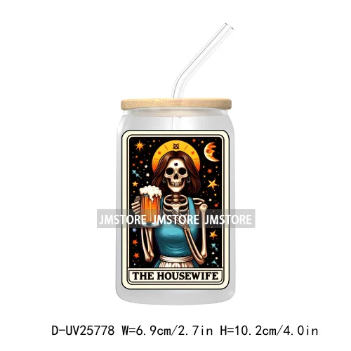 Sarcastic Sweary Skeleton Skull UV DTF Transfer Stickers Decals For Libbey Cold Cups Mugs Tumbler Custom Labels Funny Tarot Card