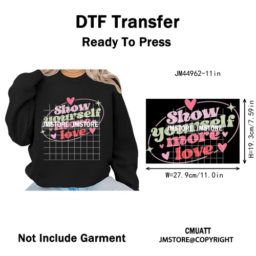 Self Love Club Mental Health Quotes Positive Inspirational Iron on Washable DTF Transfers Stickers Ready to Press for Clothing