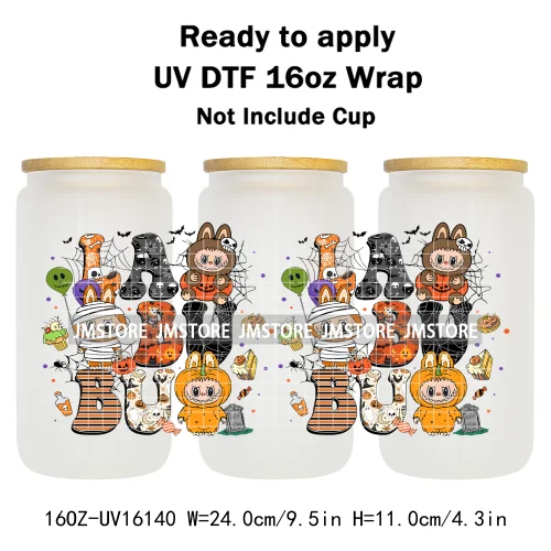Spooky Doll Monster Characters UV DTF Stickers Fall Pumpkin Halloween Ready to Transfer Cup Wrap For Libbey Can Glass Tumblers
