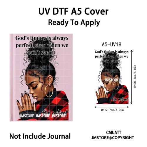 Christian Black Girl Praying Faith UV DTF Notebook Cover Decals Ready To Apply Durable Transfer Stickers For A5 Journal Cover