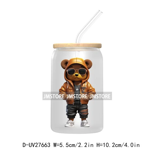 Hip Hop Urban Graffiti Teddy Bear UV DTF Transfer Stickers Decals For Libbey Cold Cups Mugs Tumbler Waterproof Trendy Bears Doll