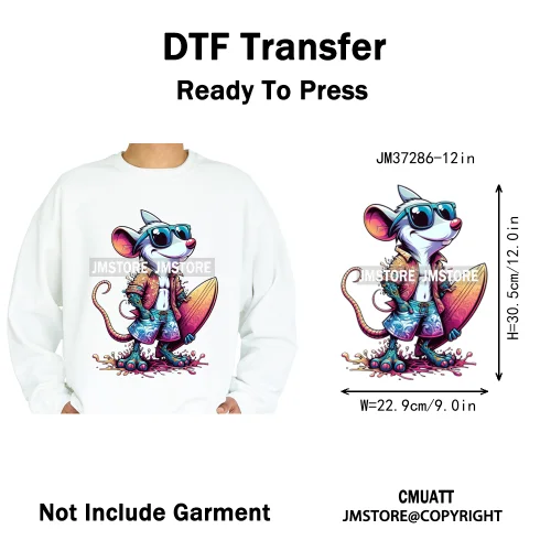 12in Graffiti Streetwear Beasts Cartoon Animals Hip Hop Quotes Iron on DTF Heat Transfers Stickers Ready to Press for Hoodies