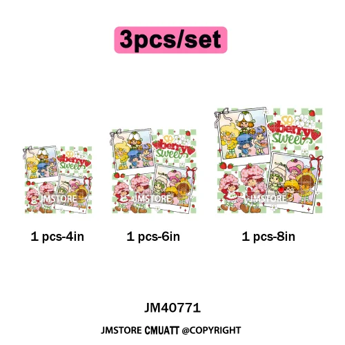 Best Friends Birthday Cute Little Berry Girl Coquette Character Design Iron on DTF Transfers Stickers Ready to Press for Textile