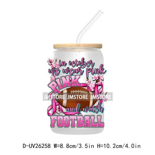 Fight Breast Cancer Awareness UV DTF Transfer Stickers Decals For Libbey Cold Cups Mugs Waterproof Custom Logo Label Pink Ribbon