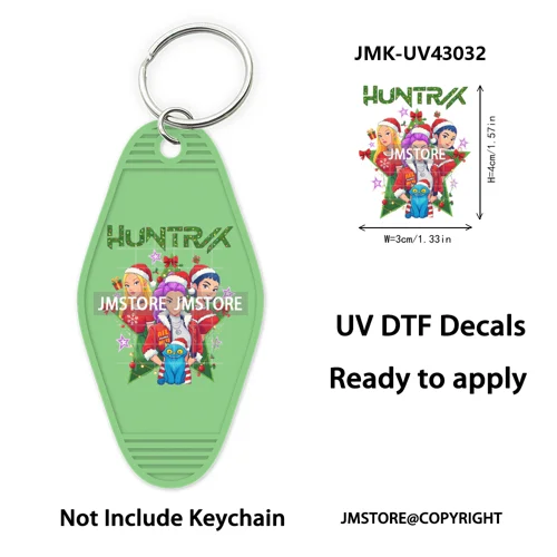Christmas Kpop Team Demon Hunters Movie UV DTF Keychain Decals Ready To Apply Waterproof Durable Wraps For Hotel Motel Keychain