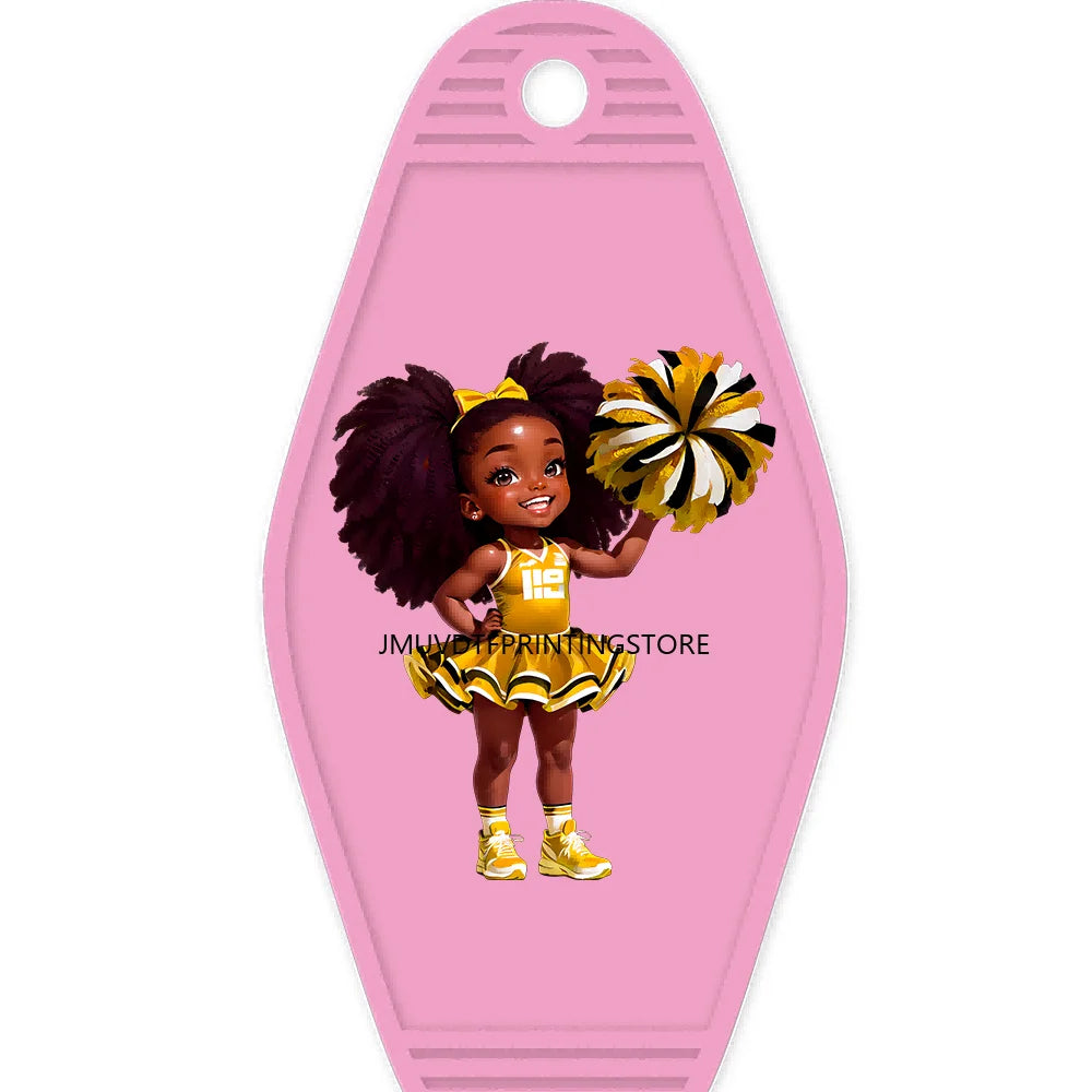 Sport Football Player High Quality WaterProof UV DTF Sticker For Motel Hotel Keychain Black Afro Girls