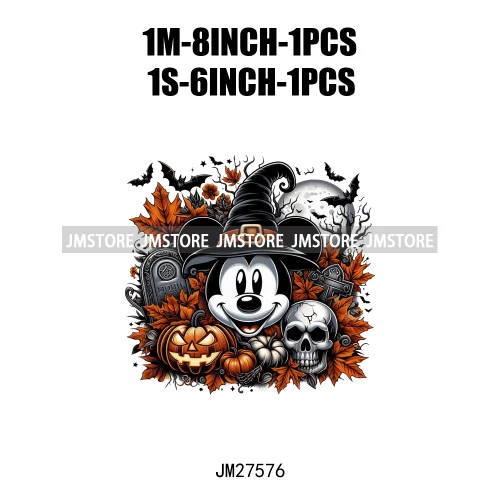 Cartoon Halloween Spooky Season Pumpkin Rip Gravestone Skull DTF Iron On Transfers Stickers Printing Ready To Press For Clothing