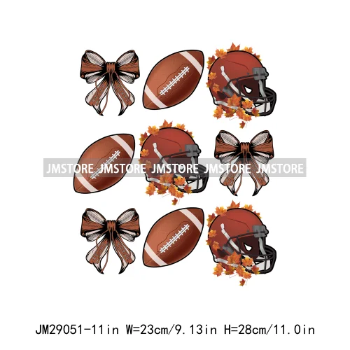 Coquette Bow Fall Football Mom Season Sports Team Thermal Printing Iron On DTF Transfer Stickers Ready To Press For T-shirts Bag