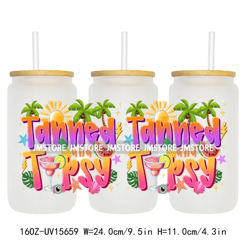 Coquette Bow Florida Softgirl Summer Trip  UV DTF Wraps Transfer Sticker Custom High Quality For 16OZ Libbey Glass Can Tumbler
