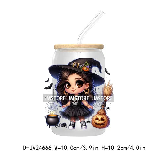 Halloween Latina Princess UV DTF Transfer Stickers Decals For Libbey Cold Cups Mugs Tumbler Custom Waterproof DIY Labels Pumpkin