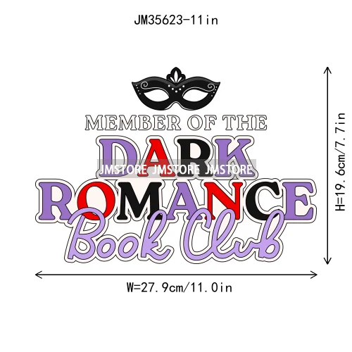 Smells Like Dark Romance Book Club Bookish Positive Quotes Iron on DTF Washable Transfers Stickers Ready to Press for Clothing