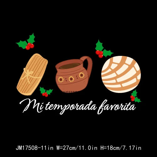 Latin Culture Tacaos Cafecito ChoColatito Pan Dulce Jesus Concha Designs DTF Let's Fiesta Mexican Transfers Stickers For Clothes