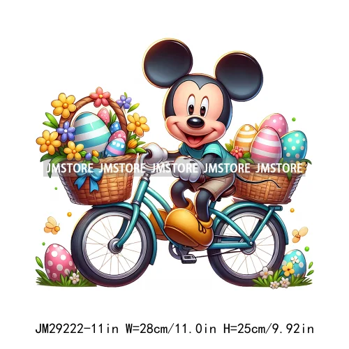 Cartoon Easter Mouse Egg Flowers Iron On DTF Transfers Stickers Ready To Press For Sweatshirt Bags