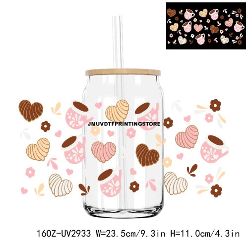 The Milk To My Cookies Meixcan Valentines UV DTF Sticker For 16OZ Libbey Glass Cup Can Wrap Transfer Stickers Custom DIY Logo