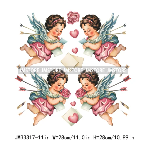 Hello Valentine Christian Jesus Love Floral Coquette Cupid XOXO Iron On DTF Transfer Stickers Ready To Press For Hoodies Bags