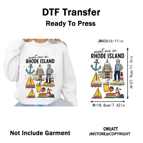 Retro American Citycape Scenery Badge States Lover Designs Iron on DTF Washable Transfers Stickers Ready to Press for Clothing