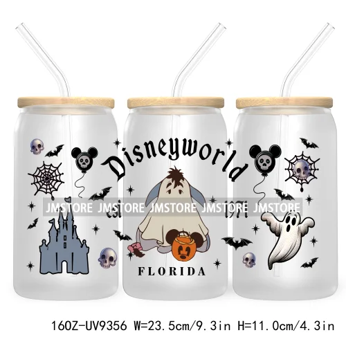 Halloween Mouse And Friends UV DTF Sticker For 16OZ Libbey Glass Cup Can Wrap Transfer Stickers Custom Labels Logo Spooky Vibes