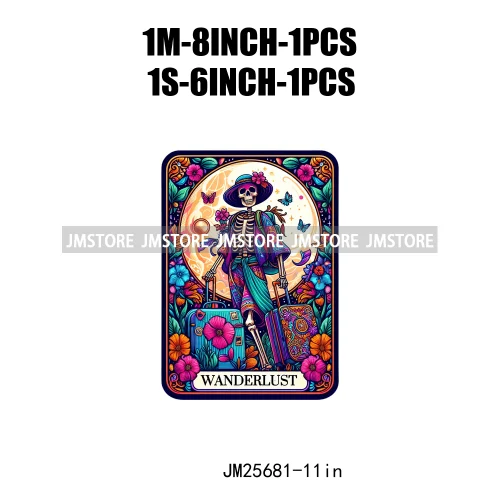 Custom Flower La Chismosa Dog Cat Lover Badass Skull Tarot Card  DTF Iron On Heat Transfers Stickers Ready To Press For Hoodies