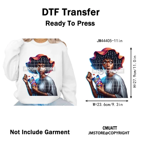 Angry Office African Girl Sassy Moods Housework Mom Iron on Washable DTF Heat Transfer Stickers Ready to Press for T-shirts Bags