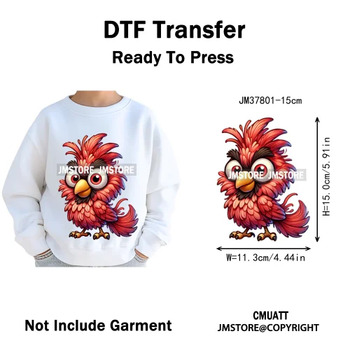 15cm 5.9in Kids Cute Nursery Thermal Printed Bird Fly Animal Washable Iron on DTF Transfers Stickers Ready to Press for Textile