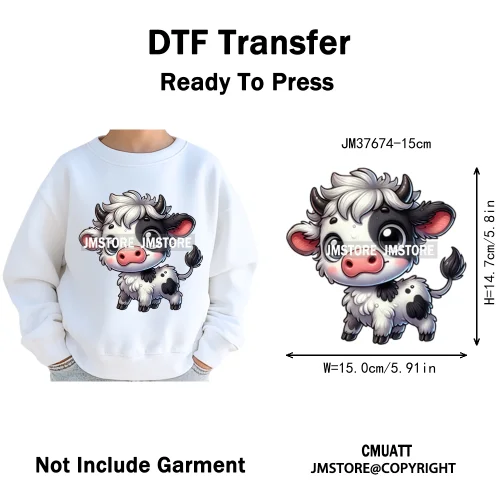 15cm 5.9in Kid Cute Silly Baby Pet Animal Iron On DTF Heat Transfer Sticker For Clothes Vinyl Thermal Washable T-Shirts Decals