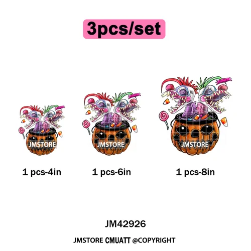 Horror Characters Halloween Spooky Cartoon Friends Scary Pumpkin Iron on DTF Transfers Stickers Ready to Press for Sweatshirts