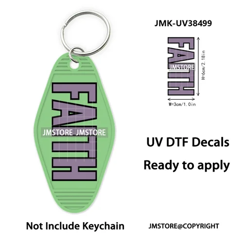 Christian Bible Jesus Faith Letters UV DTF Motel Keychain Decals Ready To Ship Custom Transfer Stickers Print For Hotel Keychain