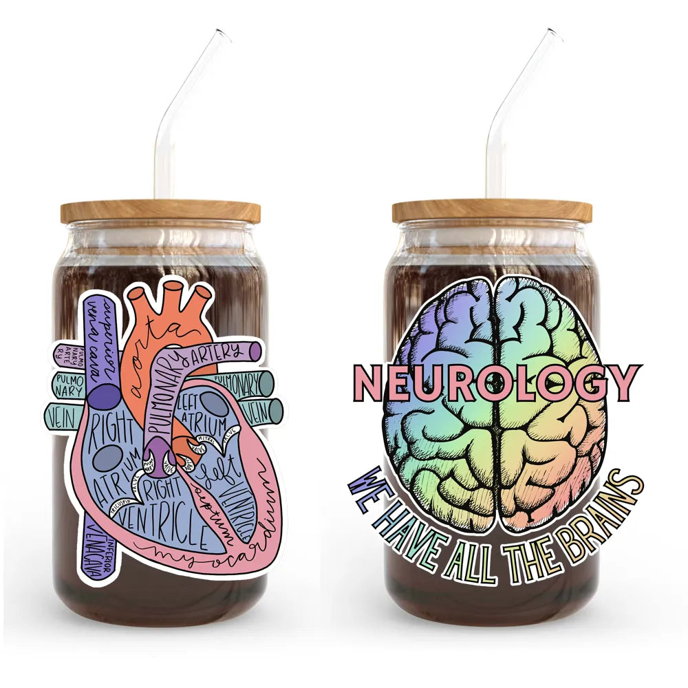 Neurology We Have All The Brains UV DTF Transfers Stickers Decals For Libbey Cold Cups Mugs Tumbler Waterproof DIY Craft