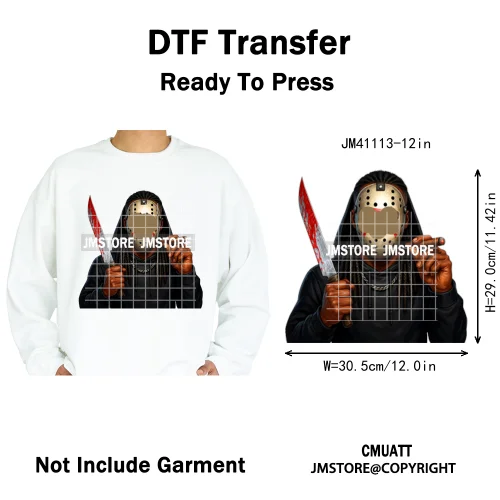 Halloween Spooky Afro Dad Scary Movie Smoking Character Costume Design Iron on DTF Transfer Stickers Ready to Press for Clothing