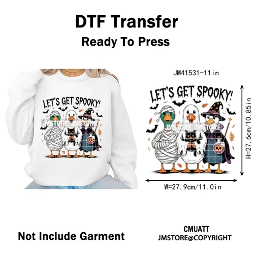 Pumpkin Leopard Spooky Ghost Moo Boo Cow Pet Halloween Bow Iron on DTF Washable Transfers Stickers Ready to Press for T-shirts