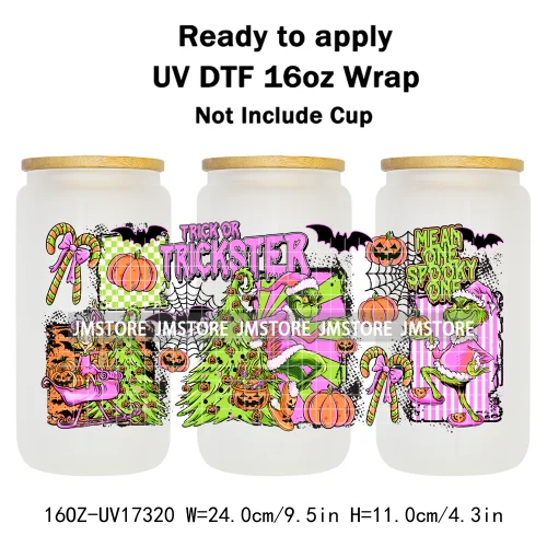 Halloween Wednesday Cartoon Horror Movies UV DTF Stickers Ready To Apply Cup Wrap Custom Labels DIY Craft For Libbey Can Glass