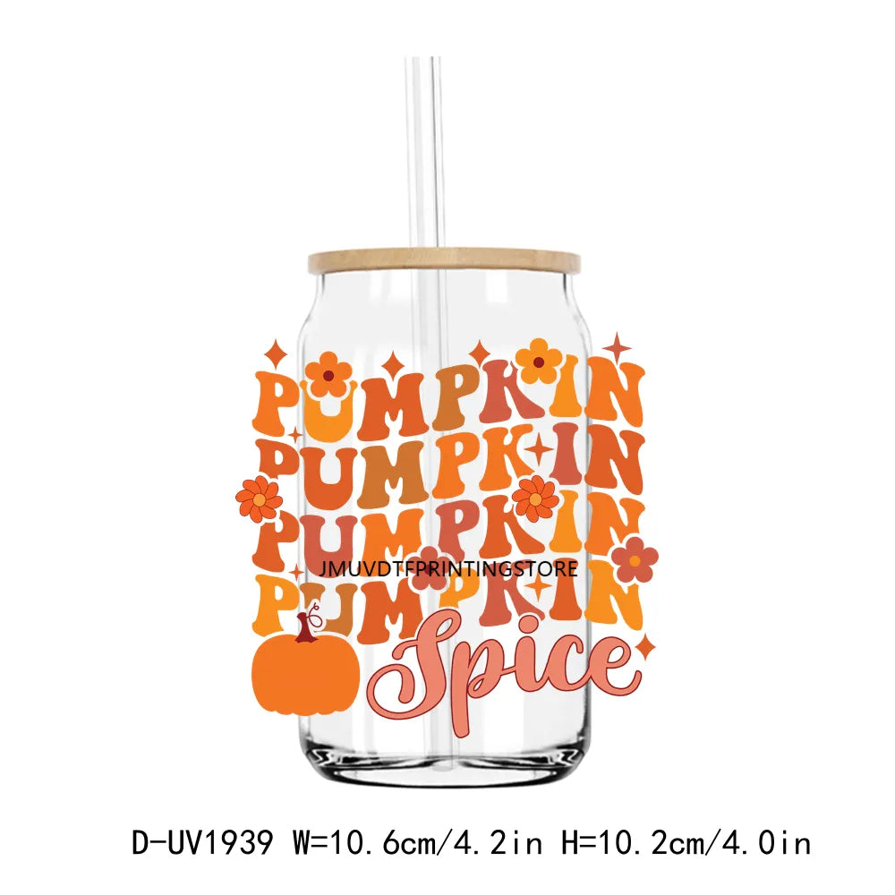 Pumpkin Spice Season Fall Halloween UV DTF Transfers Stickers Decals For Libbey Cold Cups Mugs Tumbler Waterproof DIY Craft