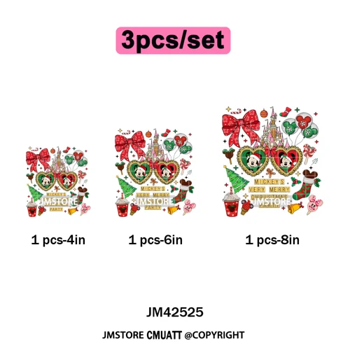 Magical Cartoon Girly Christmas Season Coquette Xmas Holiday Iron on DTF Washable Transfers Stickers Ready to Press for Textiles