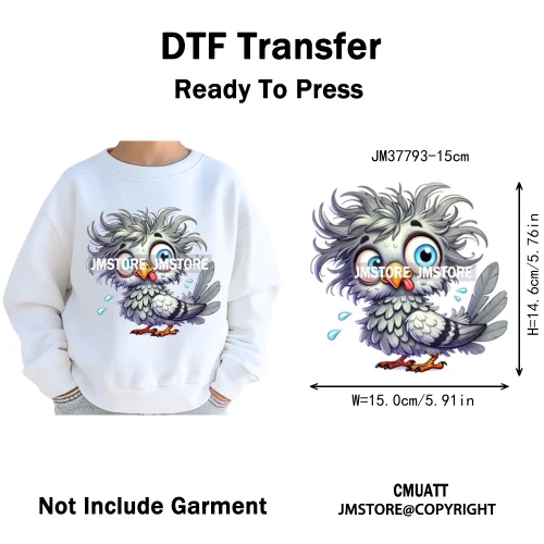 15cm 5.9in Kids Cute Nursery Thermal Printed Bird Fly Animal Washable Iron on DTF Transfers Stickers Ready to Press for Textile